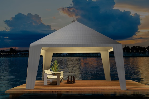 Photo pavilion inside the water 3d rendering