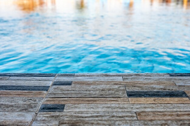 Photo paving brick of edge swimming pool