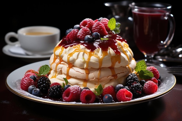 Pavlova capture a dessert cake ready to serve professional advertising food photography
