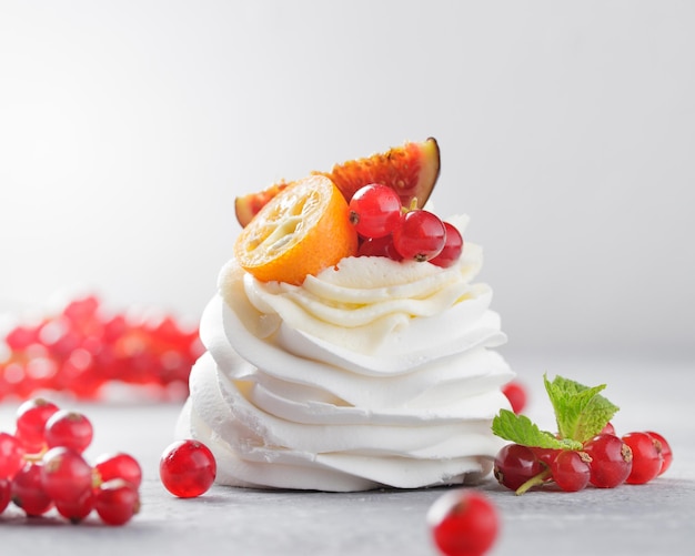 Pavlova dessert with berries