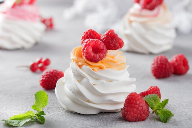 Pavlova dessert with berries