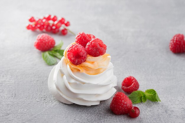 Pavlova dessert with berries