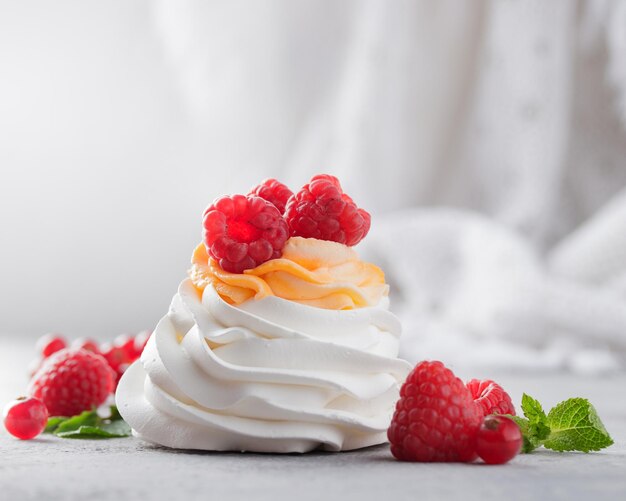 Pavlova dessert with berries