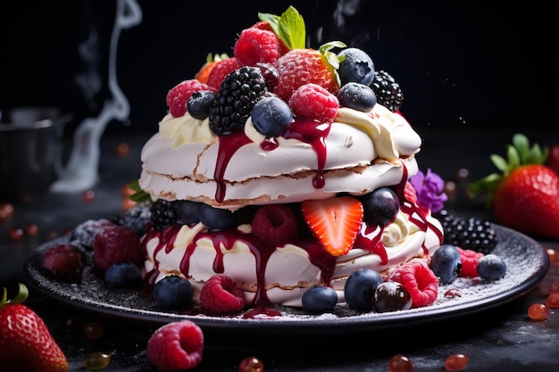 Pavlova Passion CloseUp Ballet of Delightful Dessert Delicacy