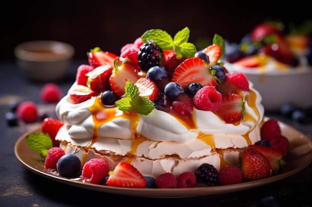 Pavlova Passion CloseUp Ballet van heerlijke dessert delicatesse