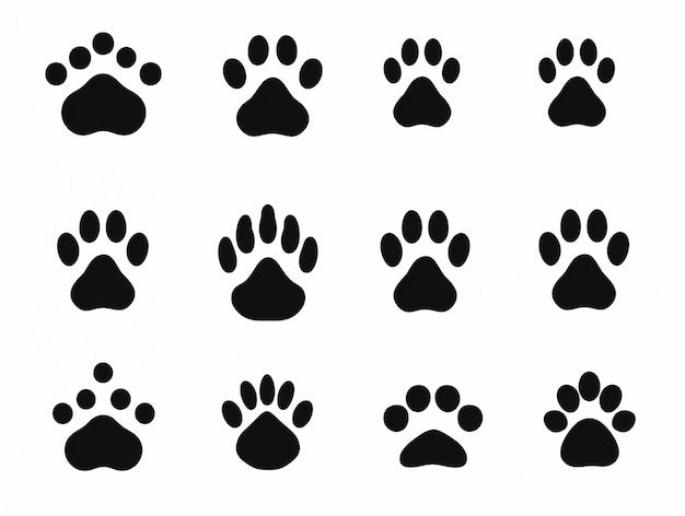 Paw icon vector illustration paw print sign and symbol dog or cat paw set collection