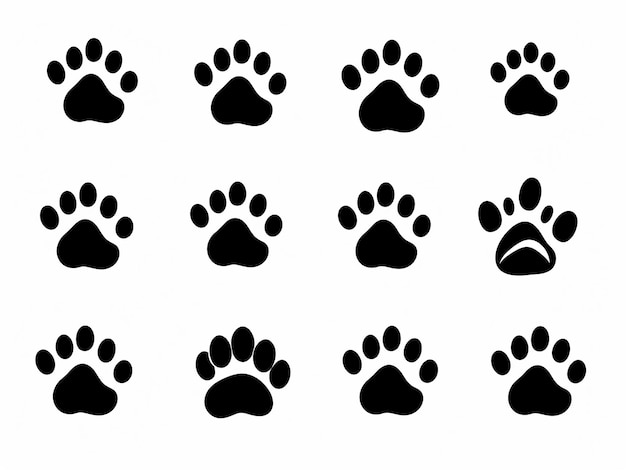 パウイコン ベクトル イラスト パウプリント シンボル 犬や猫のパウセット コレクション