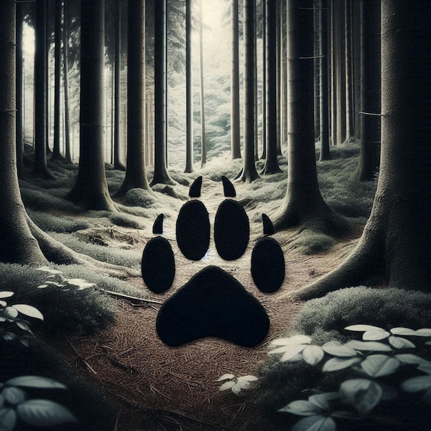 a paw print of a paw print in the woods