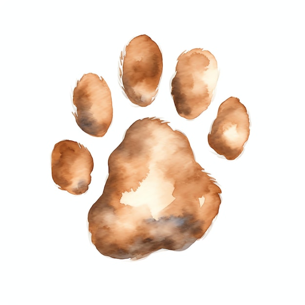 paw print simple life accessory for spring day in neutral aesthetic colors watercolor for girl