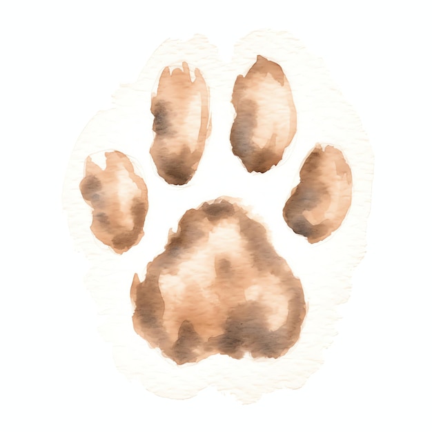 Photo paw print simple life accessory for spring day in neutral aesthetic colors watercolor for girl
