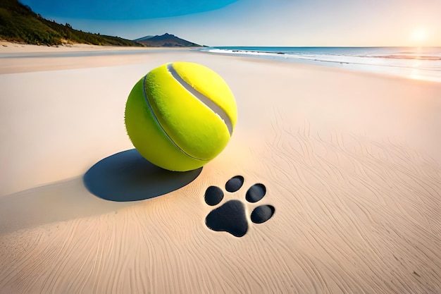 paw print and tennis ball