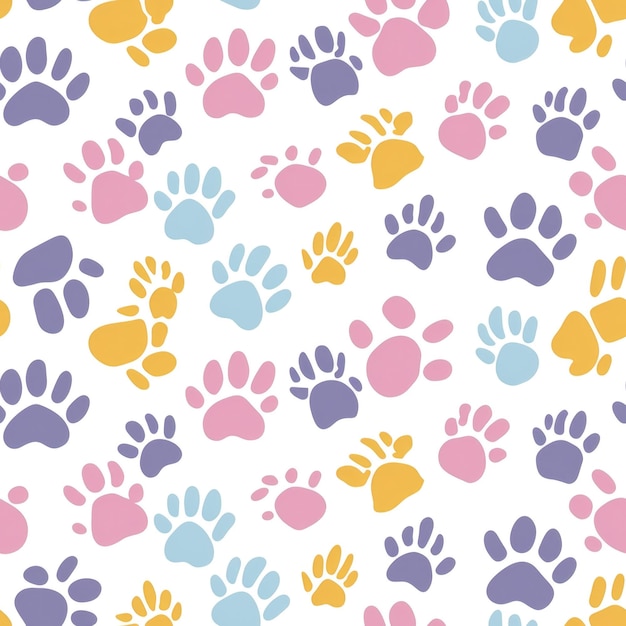 Paw prints seamless pattern Can be used for gift wrapping wallpaper background