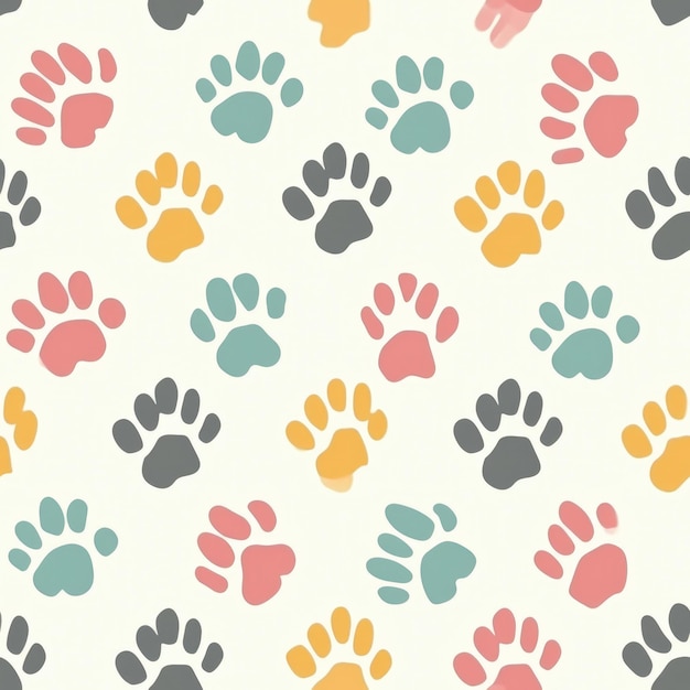 Paw prints seamless pattern Can be used for gift wrapping wallpaper background