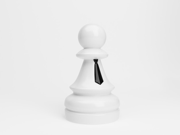 Pawn in tie over white background