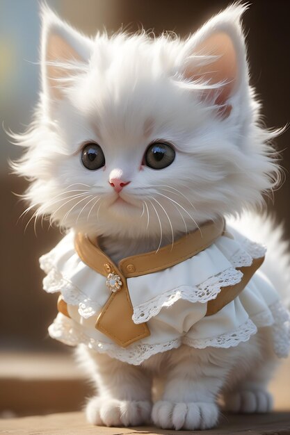 Paws and purrfection adorable white kitten in chic ensembles