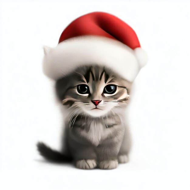 Paws and Santa Hat Cute Christmas Generative AI