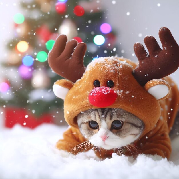 Foto pawsitively purrfect reindeer parade gatti in costumi di natale