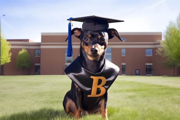 Foto il trionfo di pawsome, il cane della laurea