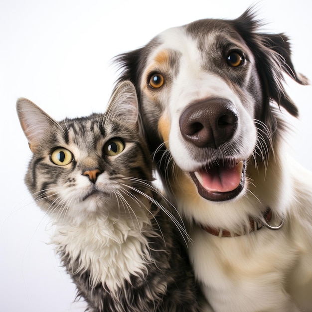 Pawsome Harmony Candid Capture van een hond en een kat in een grillige selfie