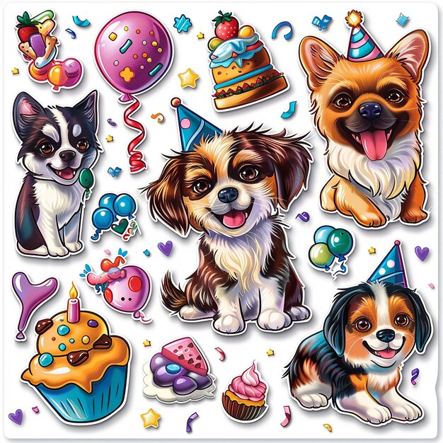 Photo pawsome party festive pet stickers