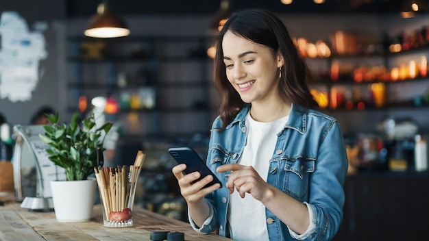 Pay for goods by credit card through a smartphone in a coffee shop