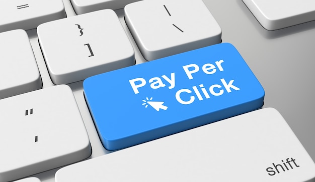 Pay per click testo sul pulsante della tastiera