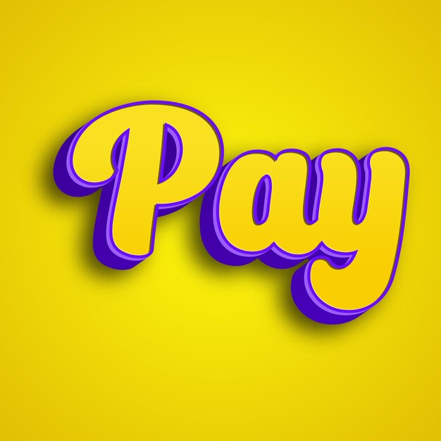 Pay typography 3d design yellow pink white background photo jpg