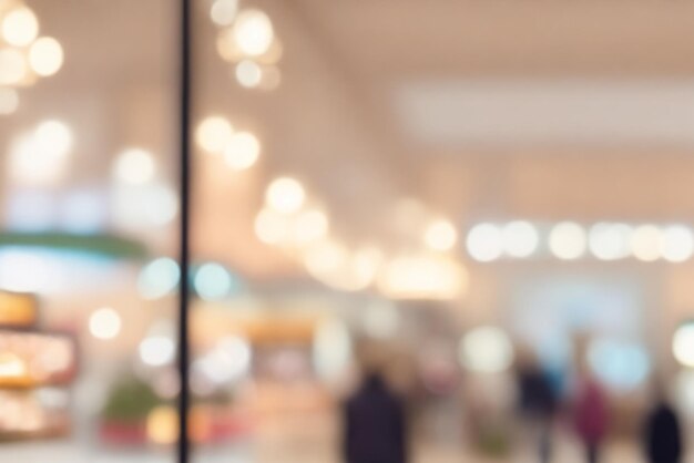 Payment Counters Bokeh Background Of Shopping Center With Lights Blurry Image