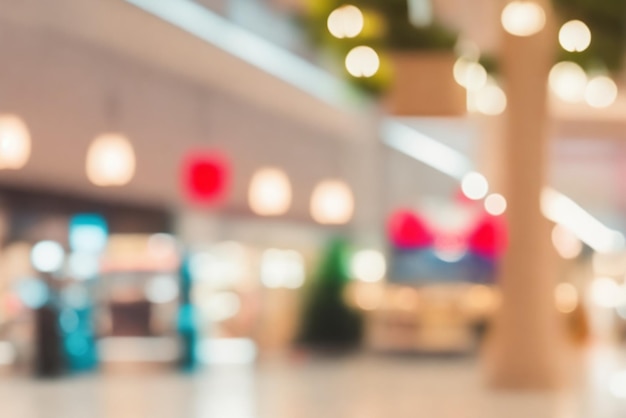 Payment Counters Bokeh Background Of Shopping Center With Lights Blurry Image