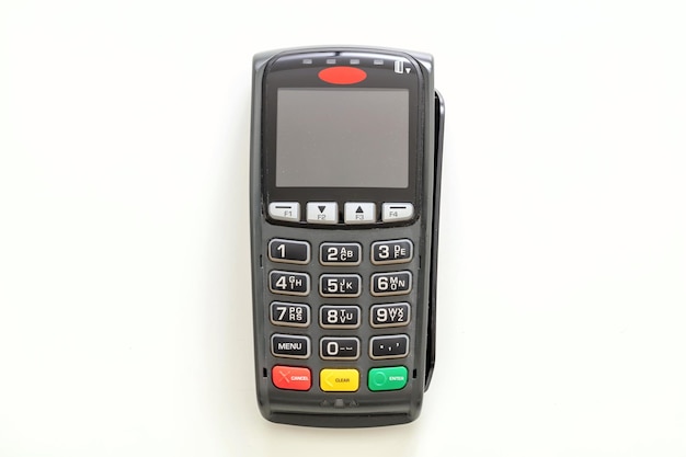 白い背景に分離された支払機 POS 端末