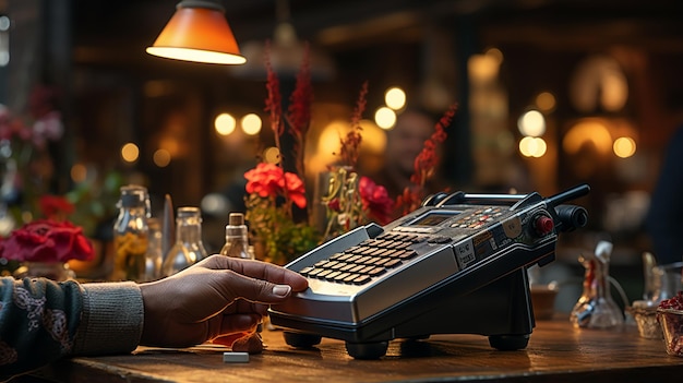 Payment terminal in cafe