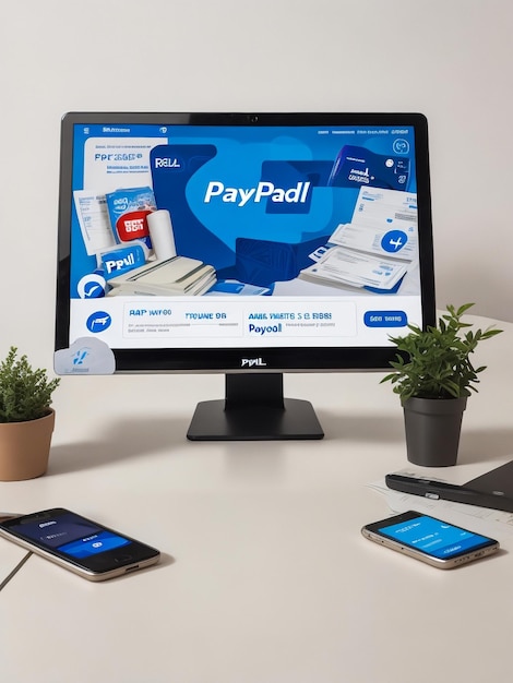 画面上の PayPal ロゴ金融取引 3
