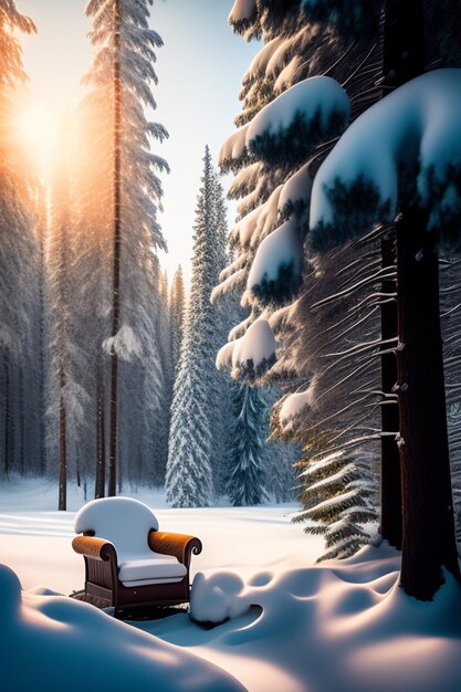 paysage sapins chalet ffroid winter snow