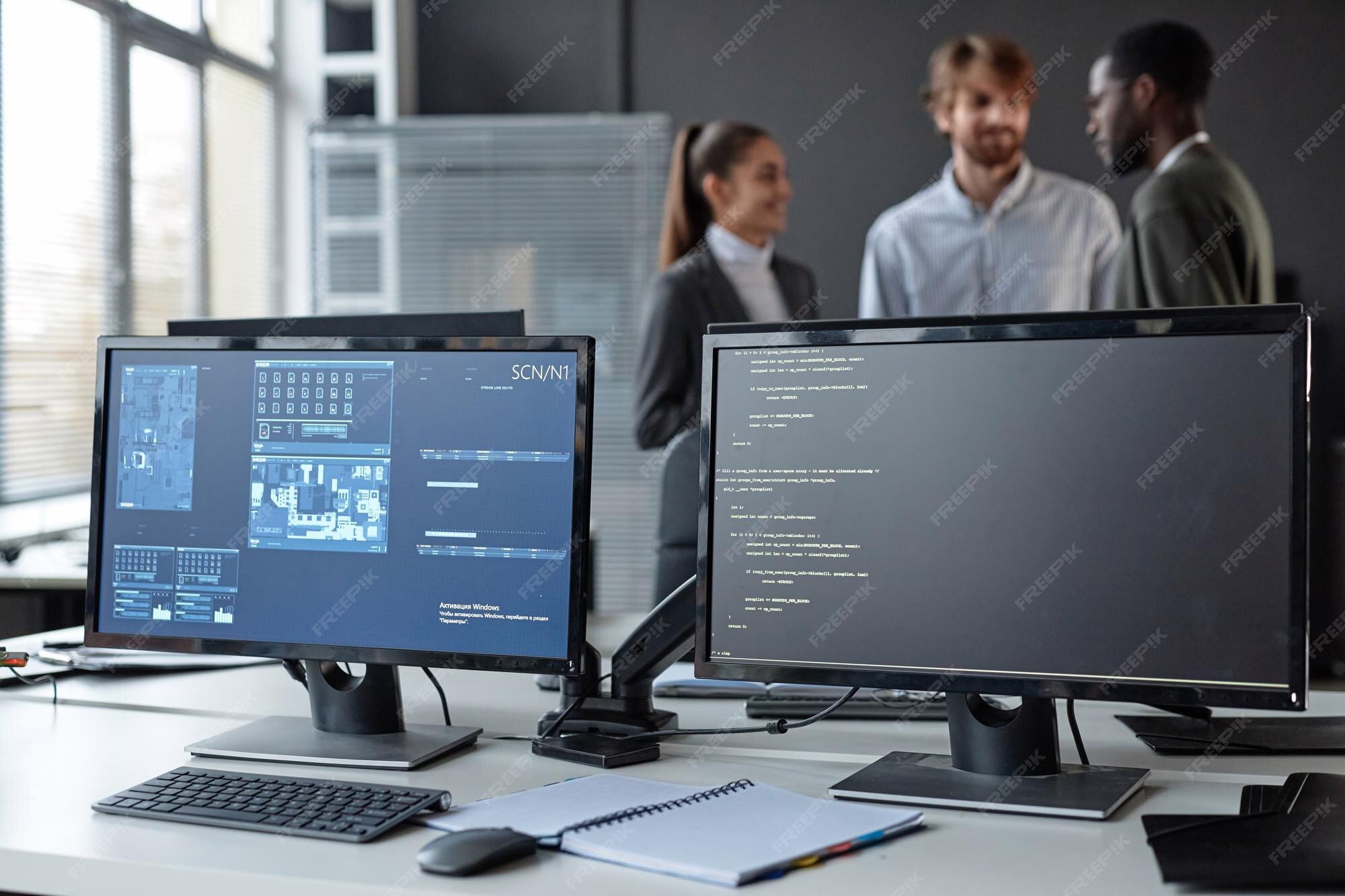 Premium Photo | Pc computers with code lines