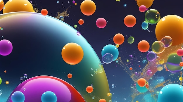 фон обоев рабочего стола ПК с летающими пузырями на красочном фоне