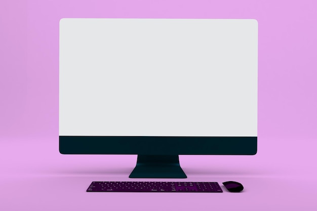 PC Full Screen Front Side Isolated In Pink Background