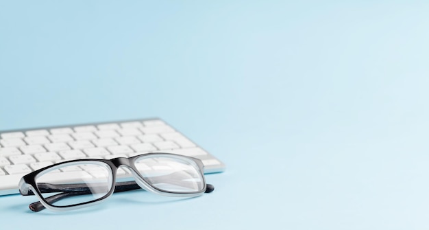 Pc keyboard and glasses