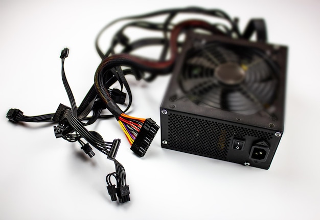 PC power supply Black power supply with wires from the PC