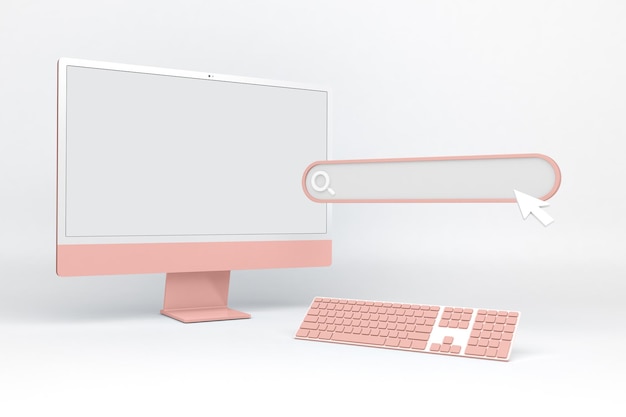 白い背景を持つ PC と Web サイトのアイコンの左側