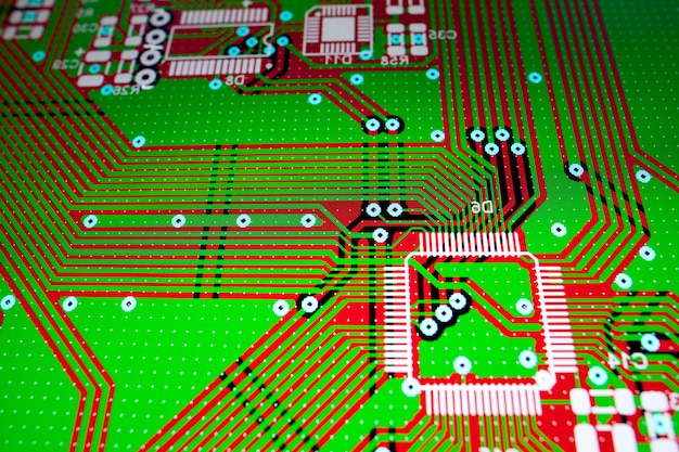 Pcb elektrisch circuit op het pc-scherm