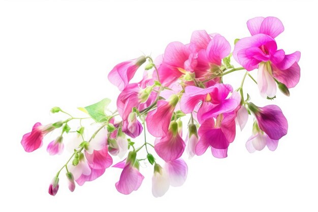 Pea Flower tropical garden nature backdrop on white background