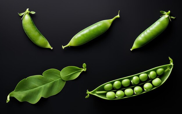 Photo pea perfection on black background