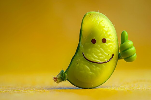 Photo a pea with a smile and a thumbs up