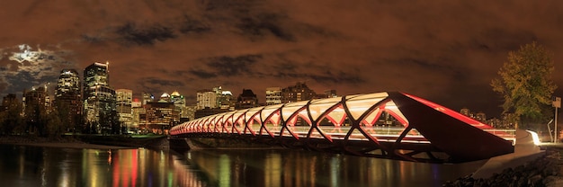 Peace Bridge over Bow River in Calgary Alberta Canada