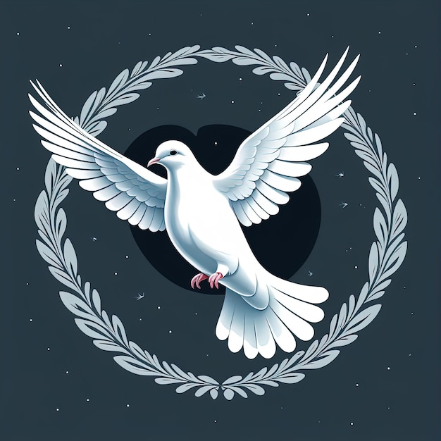 Peace of dove peace symbol vector illustrationwhite pigeon with wings on the branch