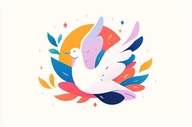 Photo peace dove simple illustration design peace and solidarity symbol generative ai