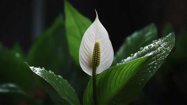 Peace Lily Flower Beautifully Bloomed Generative AI