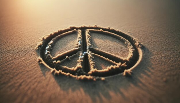 Peace Sign Drawn in Sand