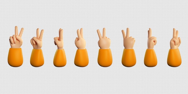 Peace sign human hand gesture. Love, peace, v or victory concept from fingers of cartoon character.