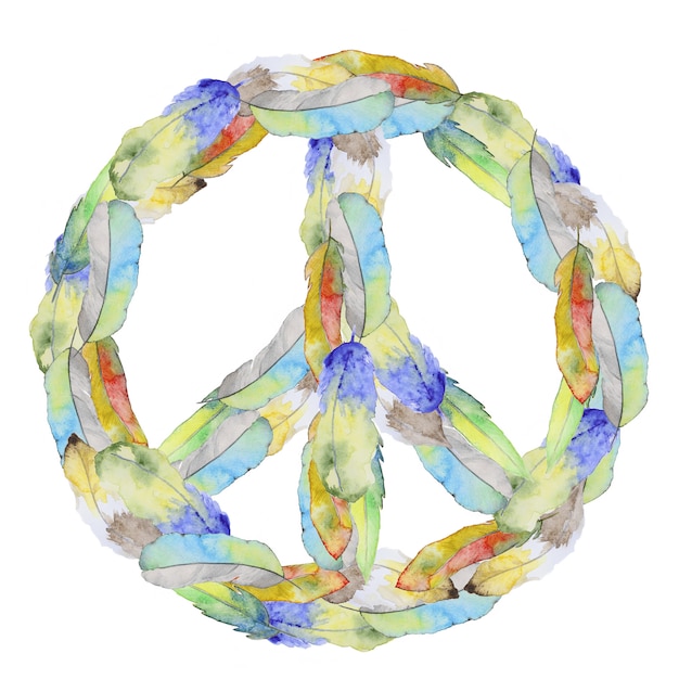 Photo peace sign made from feather